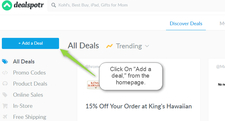 dealspotr add deal