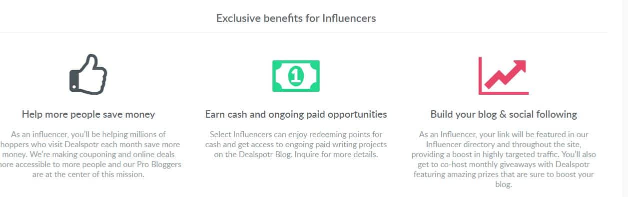 dealspotr influencer benefits