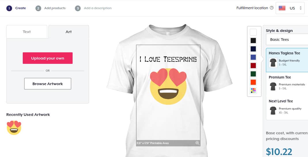 teespring tshirt creator