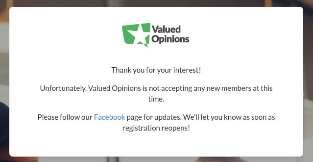 valued opinions uk not accepting members