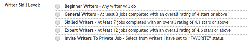 hirewriters skill level