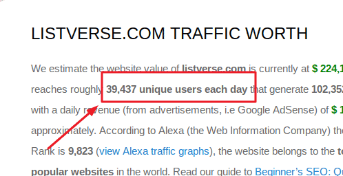 listverse traffic worth website